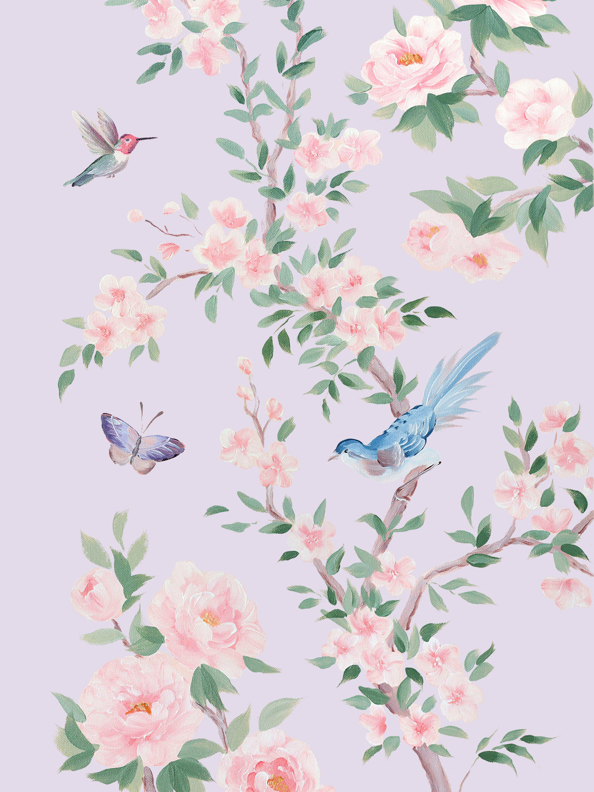 April (detail), a lilac chinoiserie print on paper