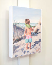 Load image into Gallery viewer, Beach Babies: Boy with Shovel - 8 x 10 canvas wrap
