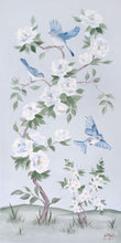 Load image into Gallery viewer, Bluebirds and Peonies, light blue - 15 x 30 print
