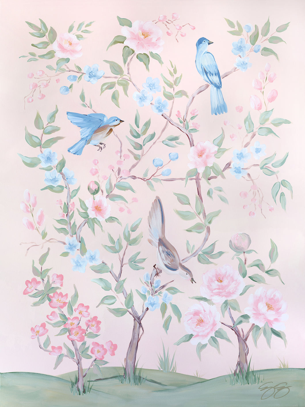 No. 163 Blush Chinoiserie No. 1, a fine art print on paper