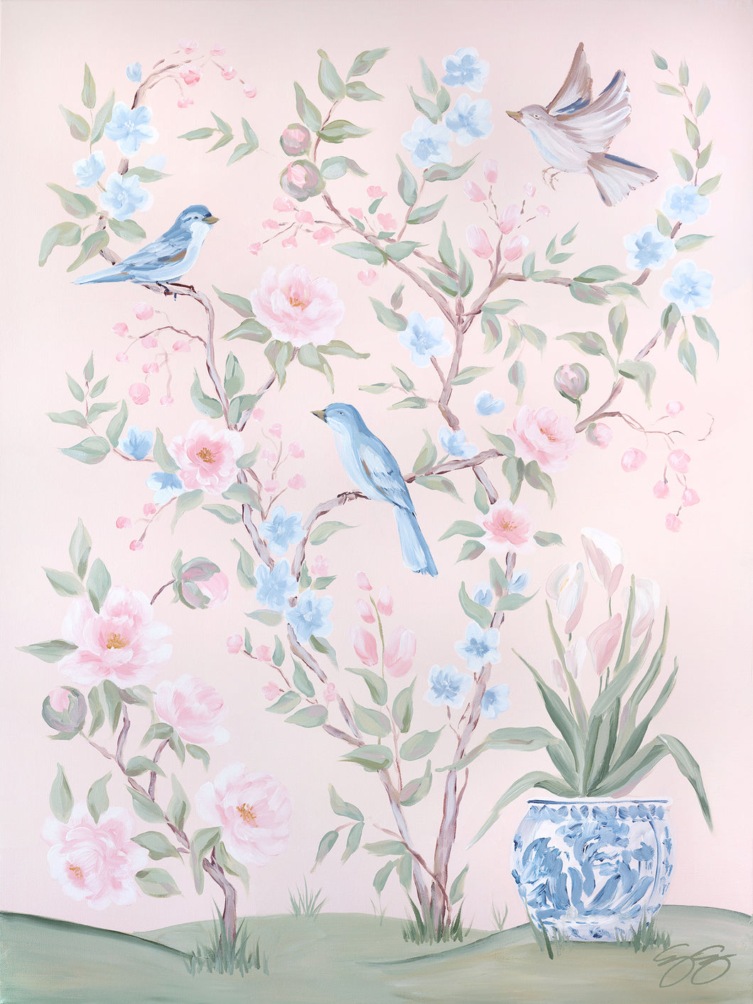 No. 164 Blush Chinoiserie No. 2, a fine art print on paper
