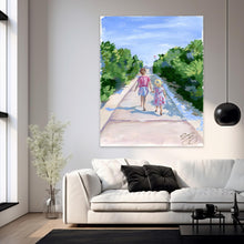 Load image into Gallery viewer, Beach babies: Girls walking to the beach, a fine art print on paper
