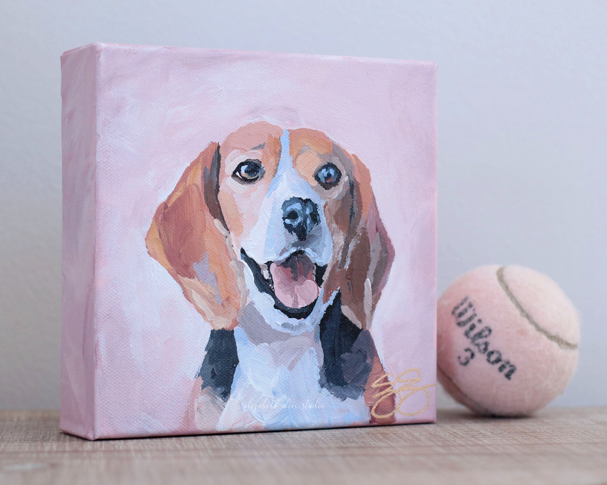 Beagle - 6 x 6 original painting – Elizabeth Alice Studio