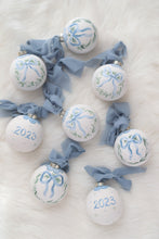 Load image into Gallery viewer, Blue bow 2023 hand-painted ornament
