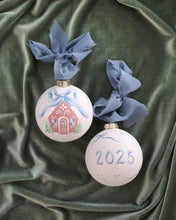 Load image into Gallery viewer, Blue gingerbread house hand-painted ornament
