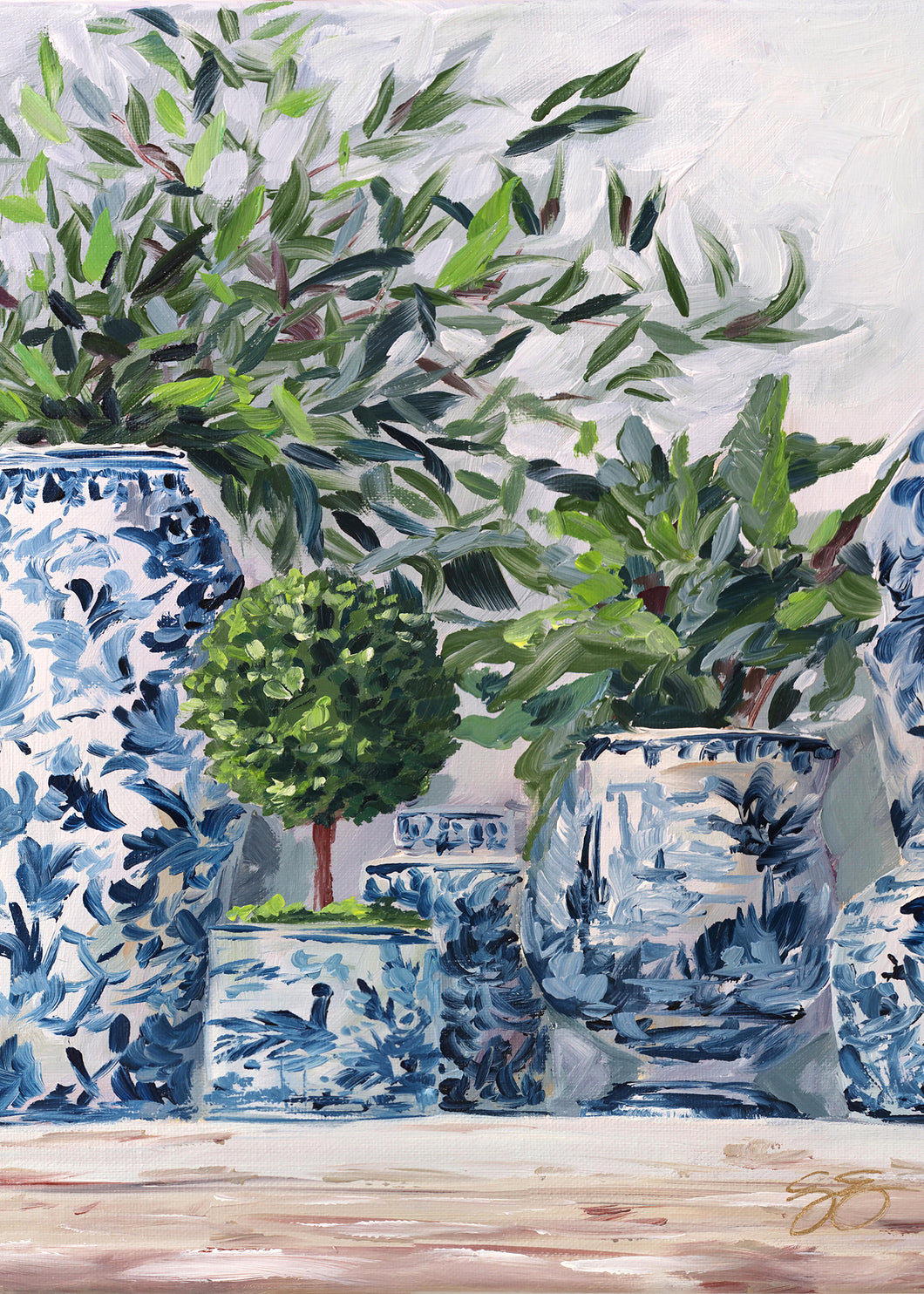 Green and Blue and White - 24 x 36 print on canvas