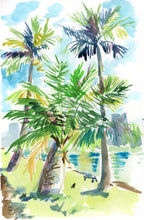 Load image into Gallery viewer, Palms and Cats, a fine art print on paper
