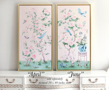 Load image into Gallery viewer, April, a pink chinoiserie canvas wrap, available framed
