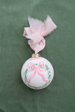 Load image into Gallery viewer, Pink bow hand-painted, one of a kind ornament
