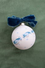 Load image into Gallery viewer, Blue bow hand-painted, one of a kind ornament
