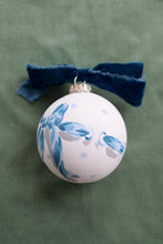 Load image into Gallery viewer, Blue bow hand-painted, one of a kind ornament
