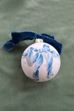 Load image into Gallery viewer, Blue bow hand-painted, one of a kind ornament
