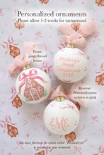 Load image into Gallery viewer, Pink gingerbread house hand-painted ornament, personalization available
