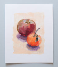 Load image into Gallery viewer, Still life oil painting of apple and orange - 5 x 7
