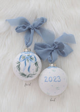 Load image into Gallery viewer, Blue bow 2023 hand-painted ornament
