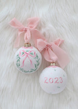 Load image into Gallery viewer, Pink bow 2023 hand-painted ornament
