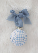 Load image into Gallery viewer, Blue gingham hand-painted ornament
