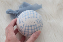 Load image into Gallery viewer, Blue gingham hand-painted ornament
