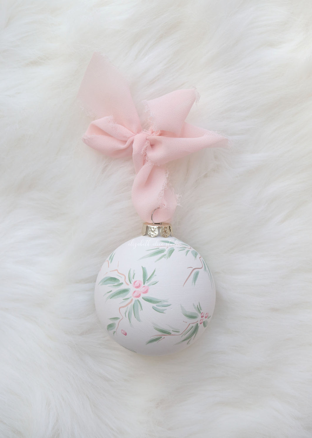 Pink berry hand-painted ornament