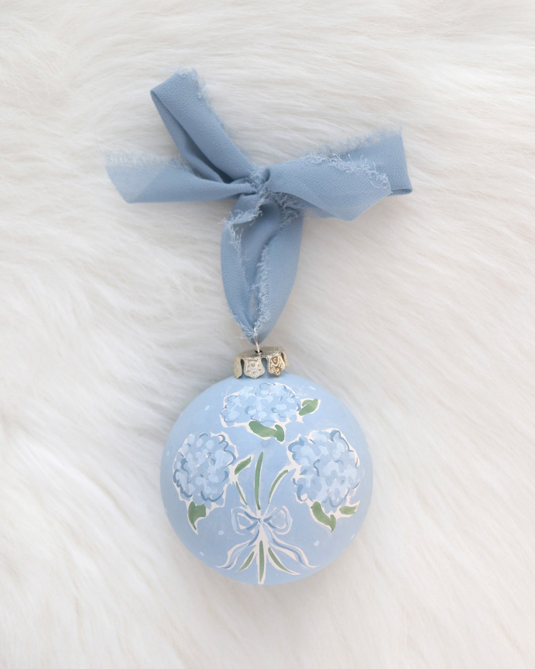 One-of-a-kind ornament: Blue hydrangea