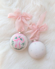 Load image into Gallery viewer, Vibrant Pink bow hand-painted ornament
