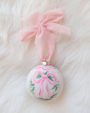 Load image into Gallery viewer, Vibrant Pink bow hand-painted ornament
