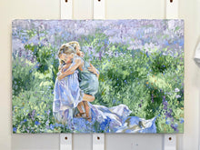 Load image into Gallery viewer, Mother&#39;s Embrace, Original painting of mother and son in a field of wildflowers - 24 x 36 with FREE frame
