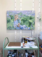 Load image into Gallery viewer, Mother&#39;s Embrace, Original painting of mother and son in a field of wildflowers - 24 x 36 with FREE frame

