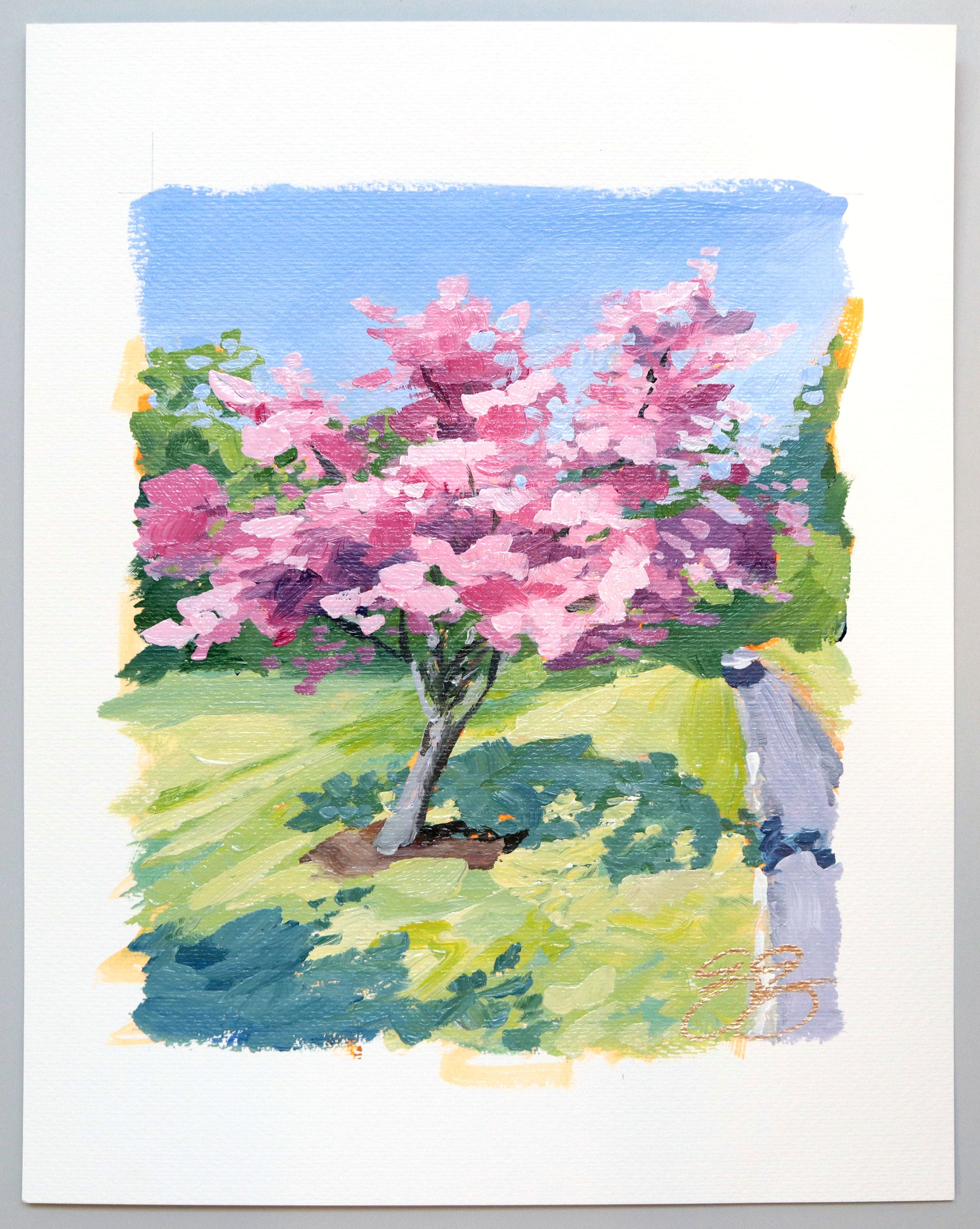 Original selling Painting Russian Church Dogwood Tree 16