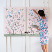 Load image into Gallery viewer, Blush Chinoiserie No. 1, a pink botanical canvas wrap, available framed
