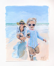 Load image into Gallery viewer, Little girl and mom on the beach - 11 x 14
