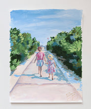 Load image into Gallery viewer, Two girls walking down a path - 11 x 14
