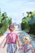 Load image into Gallery viewer, Two girls walking down a path - 11 x 14
