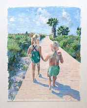 Load image into Gallery viewer, Sister and brother walking to the beach - 11 x 14
