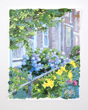 Load image into Gallery viewer, Shingled beach house with hydrangea - 11 x 14
