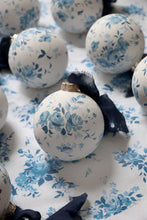 Load image into Gallery viewer, Blue vintage rose hand-painted ornament, made to order
