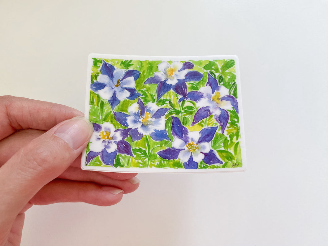 Colorado Columbine, state flower watercolor sticker