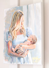 Load image into Gallery viewer, Original painting of mother and newborn in white - 11 x 14
