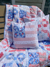 Load image into Gallery viewer, American Flag Pink Quilt look Outdoor Pillow
