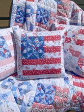 Load image into Gallery viewer, American Flag Red Quilt look Outdoor Pillow
