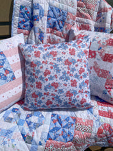 Load image into Gallery viewer, American Flag Red Quilt look Outdoor Pillow
