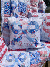 Load image into Gallery viewer, Blue Bow Quilt look Outdoor Pillow
