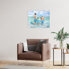 Load image into Gallery viewer, Three kids in the aqua water, a fine art print on paper
