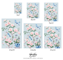 Load image into Gallery viewer, June (detail), a blue chinoiserie print on paper
