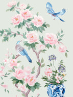 June (detail), a green chinoiserie print on paper