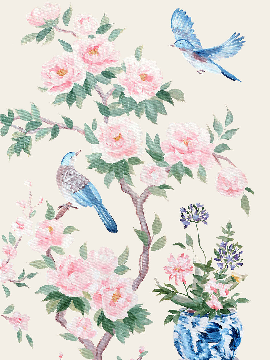 June (detail), an ivory chinoiserie print on paper