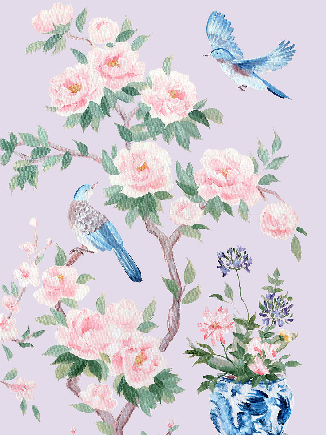 June (detail), a lilac chinoiserie print on paper
