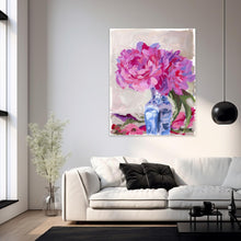 Load image into Gallery viewer, No. 385 Peonies in blue and white vase, a fine art print on paper
