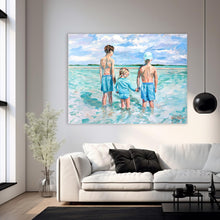 Load image into Gallery viewer, Three kids in the aqua water, a fine art print on paper
