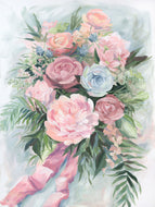 No. 375, a fine art print on paper, pink and green bouquet
